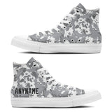 Custom High Top Baketball Canvas Shoes Camouflage Grey