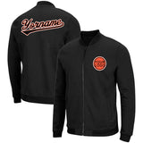 Custom Long Sleeve Windbreaker Jackets Uniform Printed Your Logo Name Number Black-Orange-White