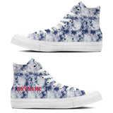custom high top canvas shoes white-navy