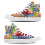Jurassic Elegance: Unleash Your Creativity with Central-High Canvas Shoes - Unisex Fashion Adorned with the Captivating Playfulness of Artistic Dinosaur Prints