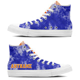 custom high top baseball canvas shoes blue-orange