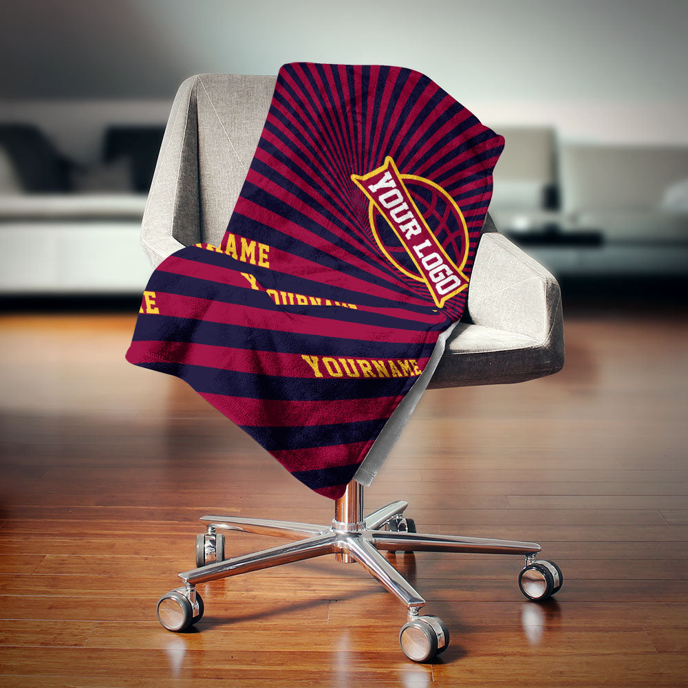 custom ultra-soft micro fleece blanket burgundy-navy