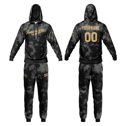 Custom Sweatshirt Hoodie For Men Women Girl Boy Print Your Logo Name Number Black-Gray-Gold