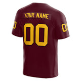 customized  authentic football jersey burgundy-yellow mesh