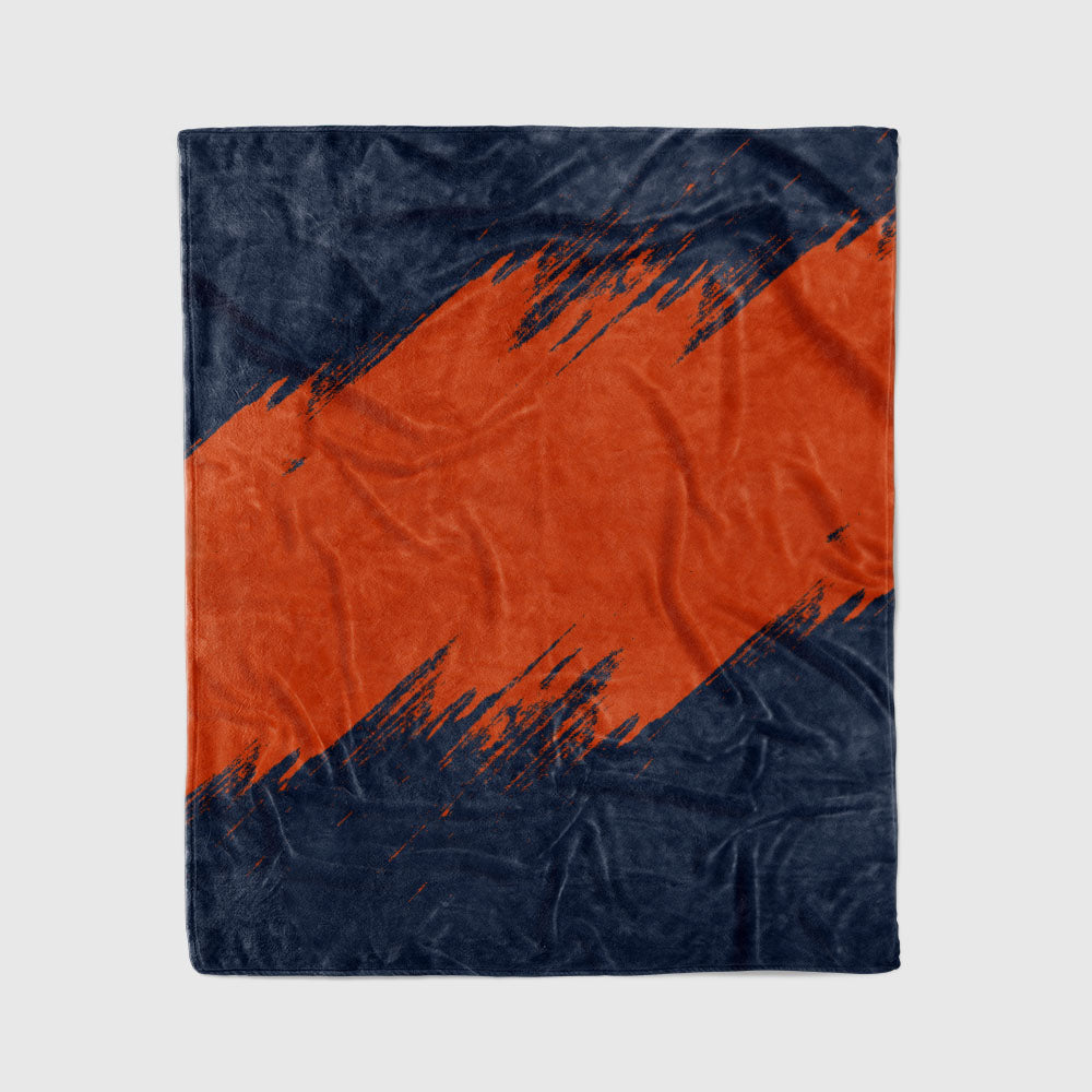 custom ultra-soft micro fleece blanket navy-orange