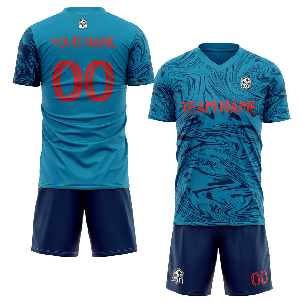 custom soccer set jersey kids adults personalized soccer blue