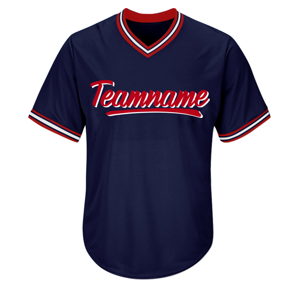 custom baseball jersey navy-red-white