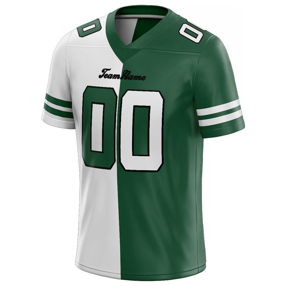 custom authentic split fashion football jersey black-white-green