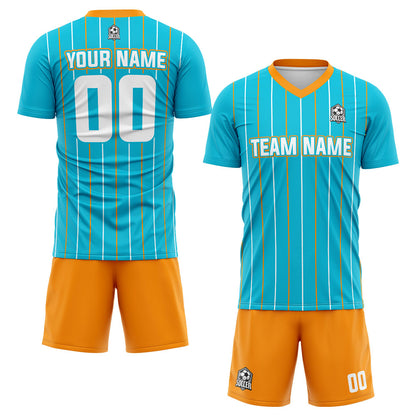 custom soccer set jersey kids adults personalized soccer sky blue