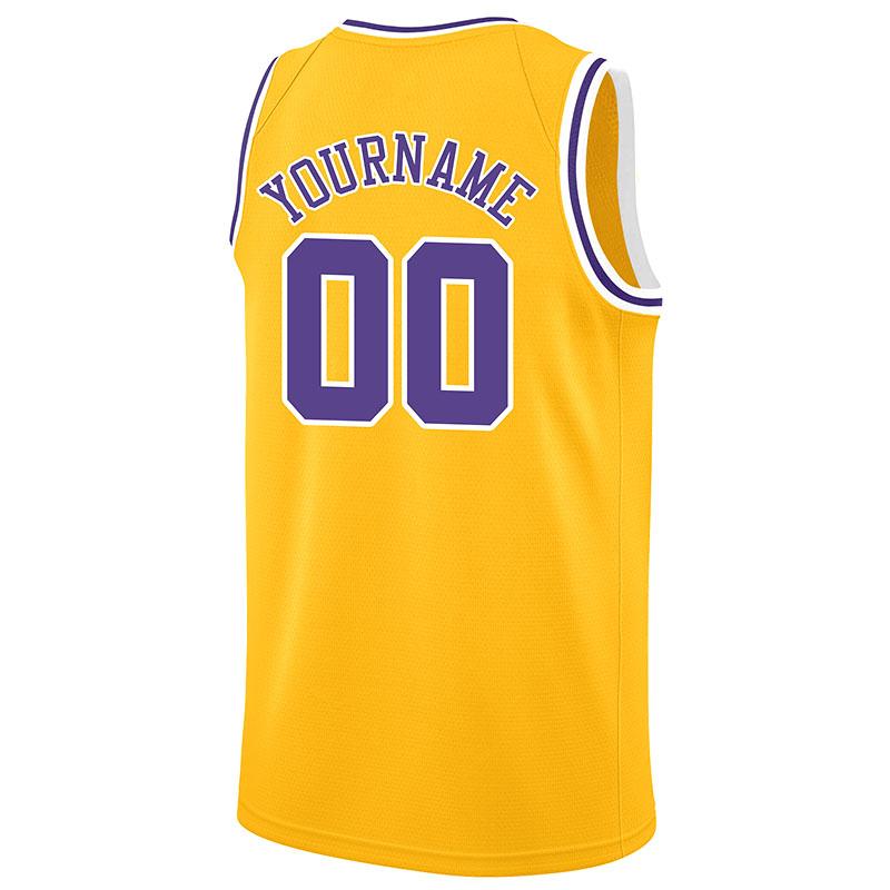 custom authentic  basketball jersey purple-white-yellow