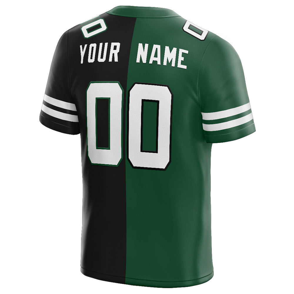 custom authentic split fashion football jersey green-black-white