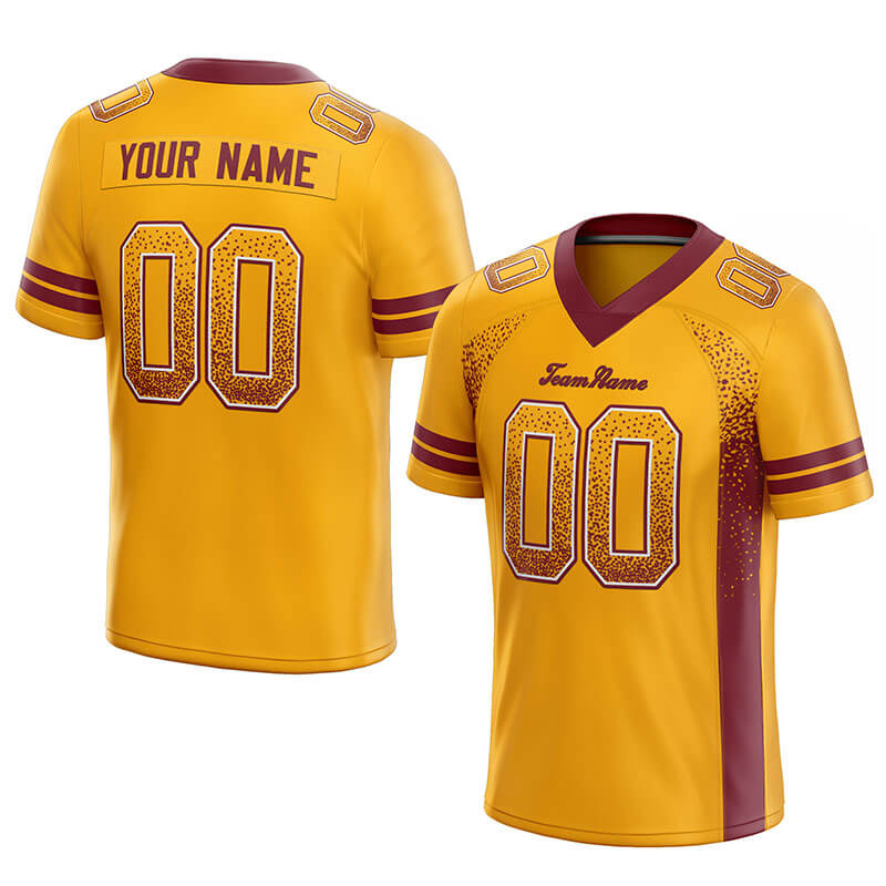 custom authentic drift fashion football jersey yellow-burghundy mesh
