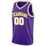 custom authentic  basketball jersey purple-white-yellow