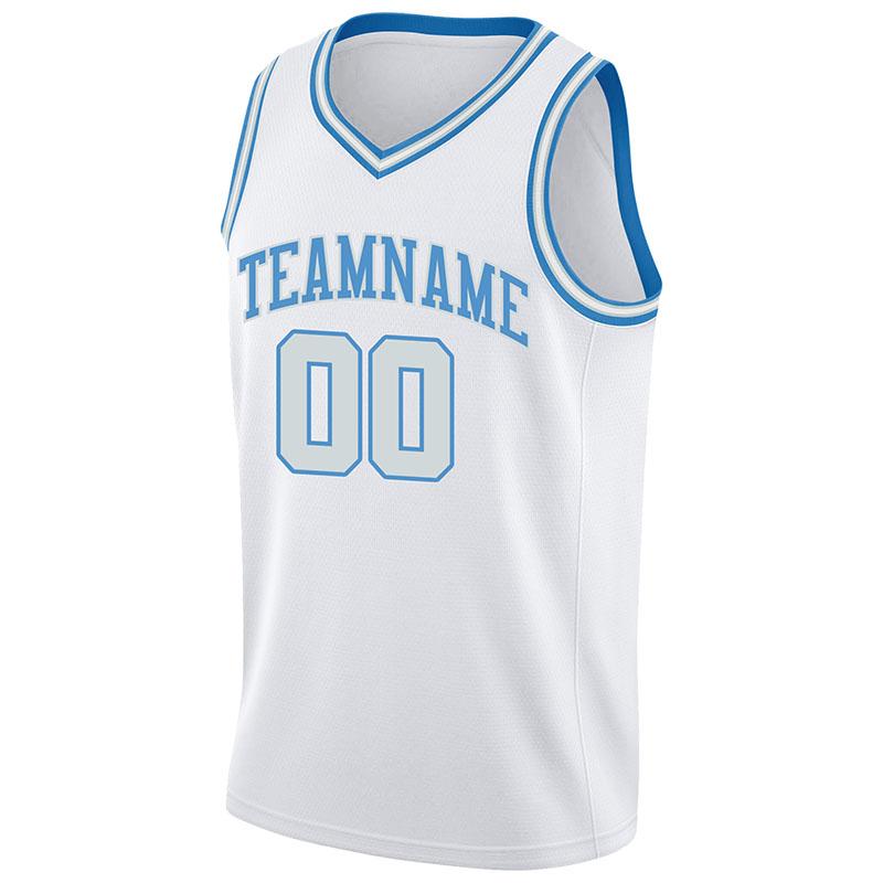 custom authentic  basketball jersey light blue-white