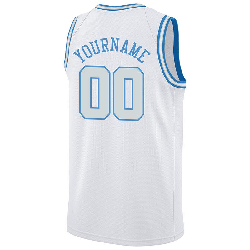 Custom Light Blue White V-Neck Basketball Jersey , Choose Your Own