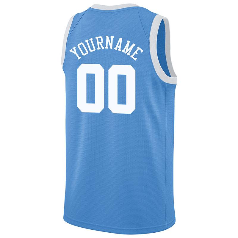 Custom Light Blue White V-Neck Basketball Jersey , Choose Your Own Custom  Basketball Jerseys Online – snapmade