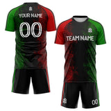 custom soccer set jersey kids adults personalized soccer red-green