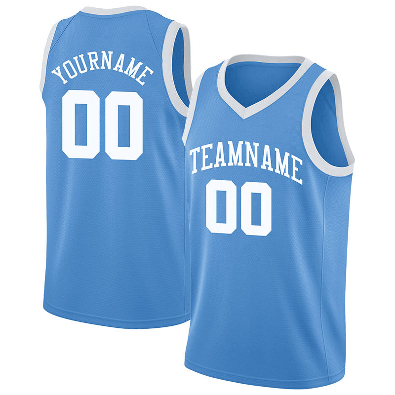 custom authentic  basketball jersey white-light blue-light gray