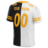 custom authentic split fashion football jersey black-white-yellow