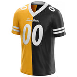 custom authentic split fashion football jersey black-yellow-white