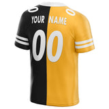custom authentic split fashion football jersey black-white-yellow