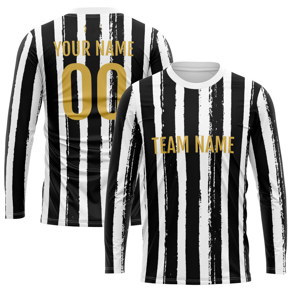Custom Basketball Soccer Football Shooting Long T-Shirt for Adults and Kids Stripe-Black