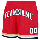 custom red-white-navy-glod authentic throwback basketball shorts