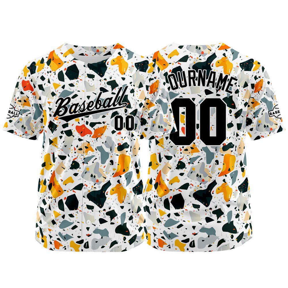 Custom Full Print Design Baseball Jersey white-orange