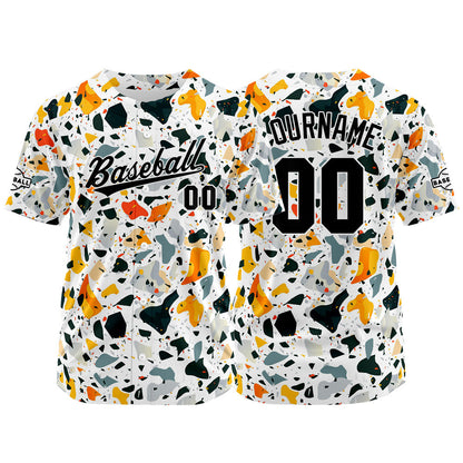 Custom Full Print Design Baseball Jersey white-orange