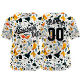 Custom Full Print Design Baseball Jersey white-orange