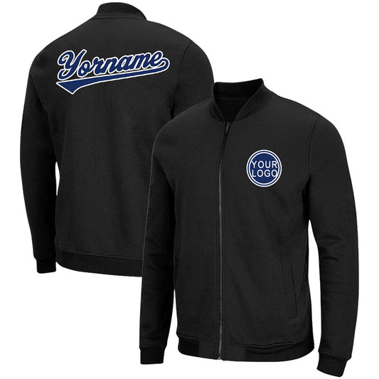 Custom Long Sleeve Windbreaker Jackets Uniform Printed Your Logo Name Number Black-Royal-White