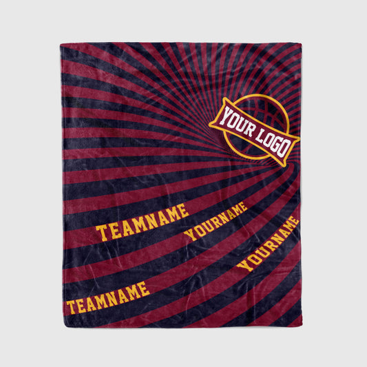 custom ultra-soft micro fleece blanket burgundy-navy