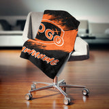 custom ultra-soft micro fleece blanket black-orange