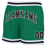 custom kelly green-black-white authentic throwback basketball shorts