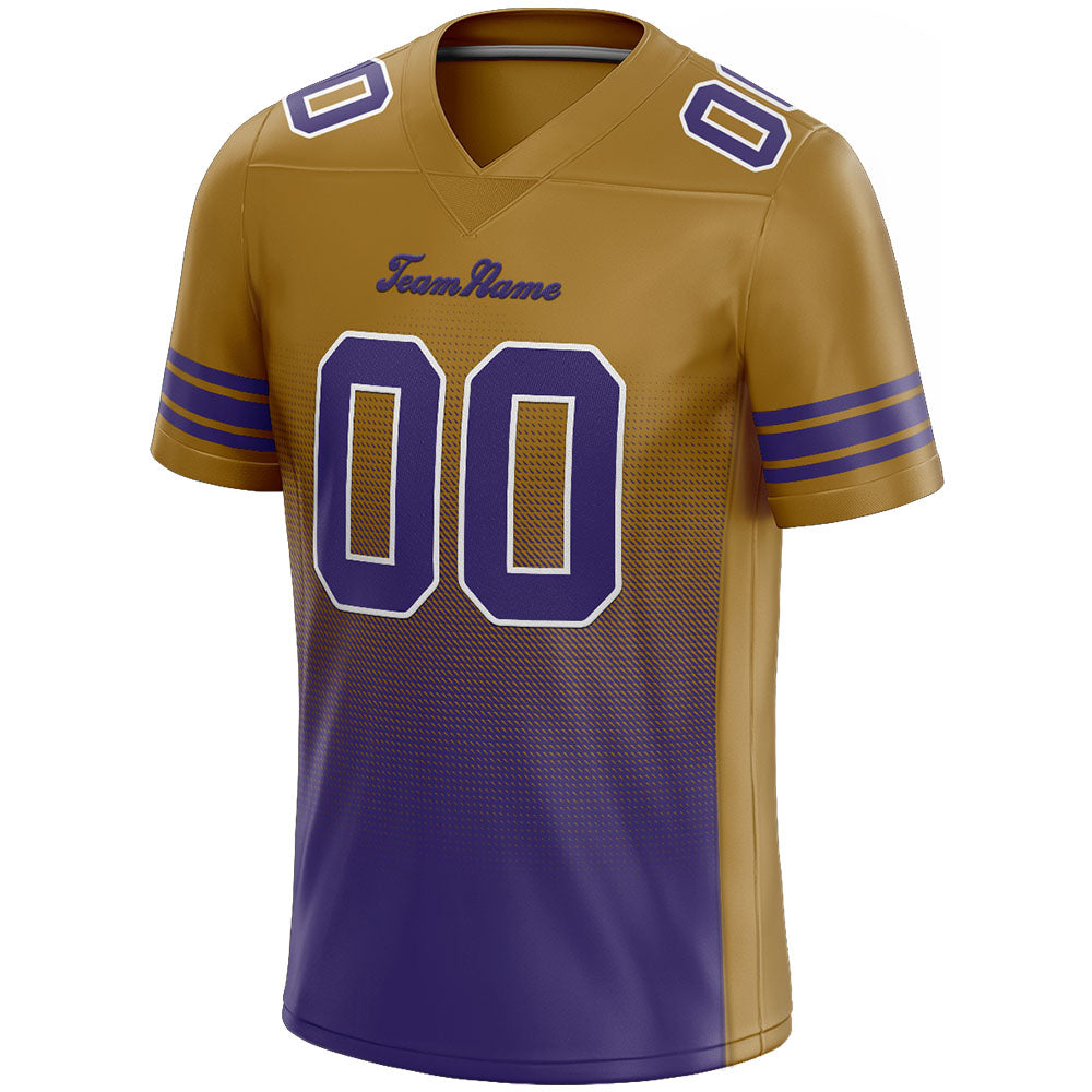 custom authentic gradient fashion football jersey gold-purple-white mesh