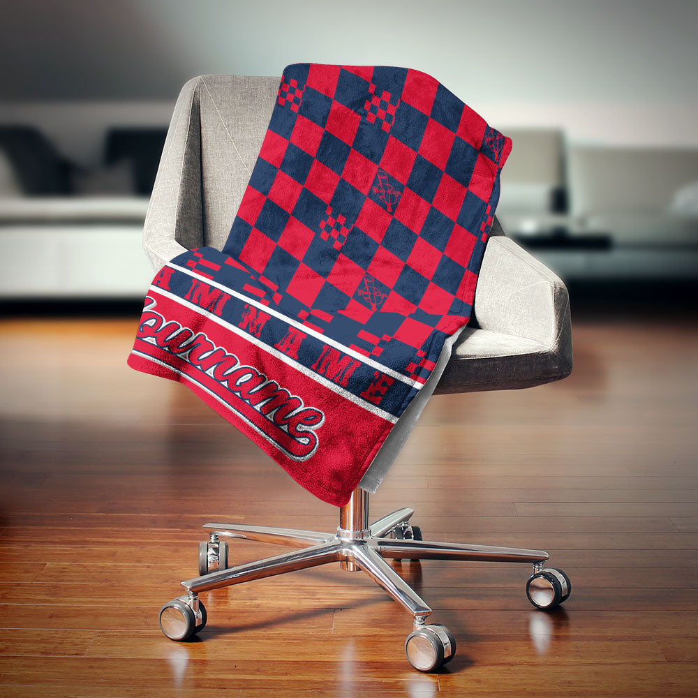 custom ultra-soft micro fleece blanket red-navy