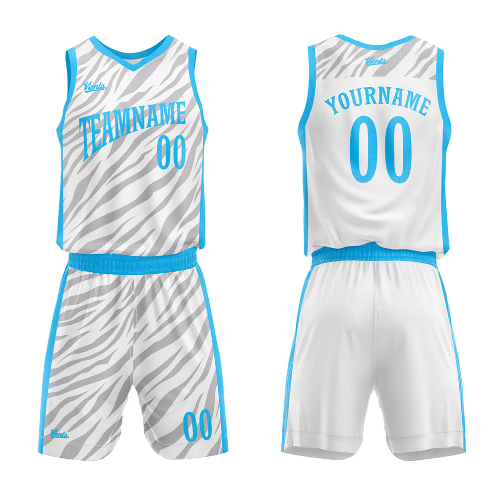 custom animal pattern basketball suit kids adults personalized jersey white