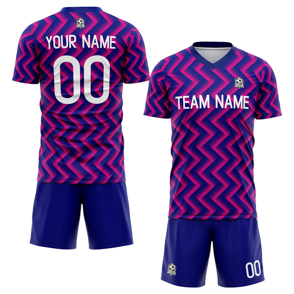 custom soccer set jersey kids adults personalized soccer rose red-blue