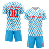 custom soccer set jersey kids adults personalized soccer light blue