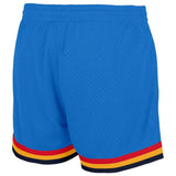 custom blue-white-orange-navy-yellow authentic throwback basketball shorts