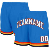 custom blue-white-orange-navy-yellow authentic throwback basketball shorts