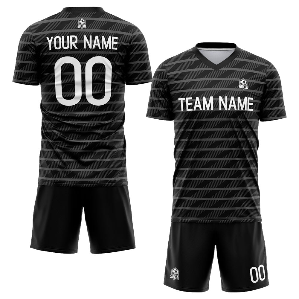 custom soccer set jersey kids adults personalized soccer black