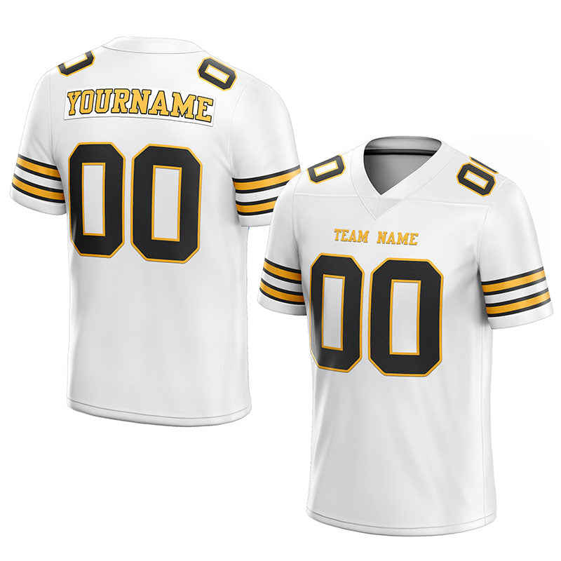 custom authentic football jersey gold black-white mesh