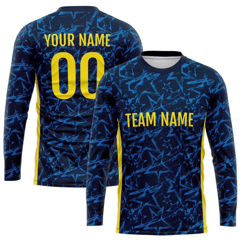 Custom Basketball Soccer Football Shooting Long T-Shirt for Adults and Kids Star-Navy