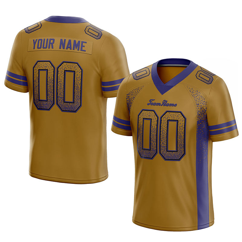 custom authentic drift fashion football jersey gold-purple mesh