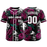 Custom Baseball Jersey Personalized Baseball Shirt for Men Women Kids Youth Teams Stitched and Print Rose Skull&Rose