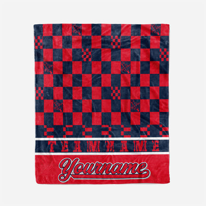 custom ultra-soft micro fleece blanket red-navy