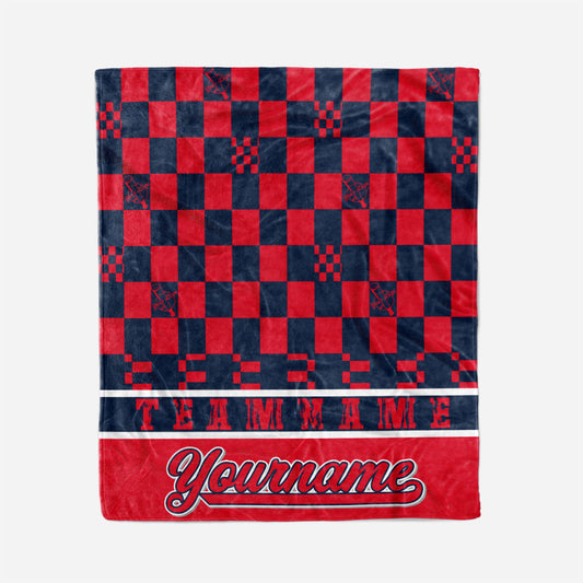 custom ultra-soft micro fleece blanket red-navy