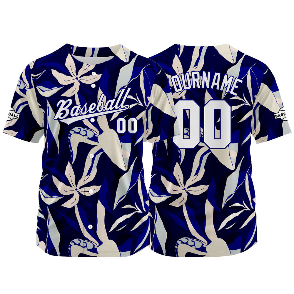 Custom Full Print Design Baseball Jersey navy-cream