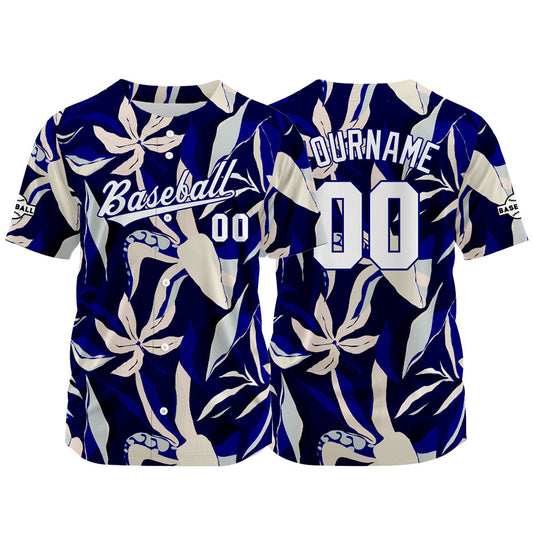 Custom Full Print Design Baseball Jersey navy-cream